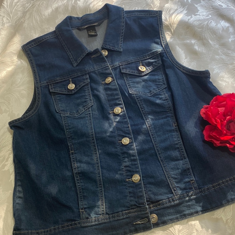 Trucker Style Vest with Silver Buttons